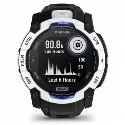 Умные часы Garmin Instinct 3 50 мм Solar Whitestone with Black/Bolt Blue Band (010-02935-03) (белый камень/черный)
