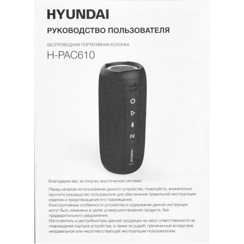 Портативная акустика Hyundai H-PAC610 (темно-синий) 8