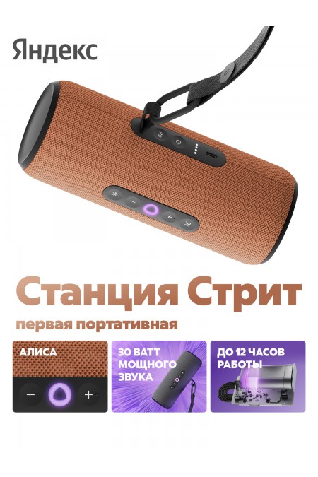 Портативная акустика Яндекс Станция Стрит с Алисой (оранжевый) 