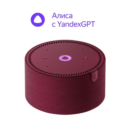 Умная колонка Яндекс Станция Мини (без часов) - с Алисой на YandexGPT (красный гранат) 