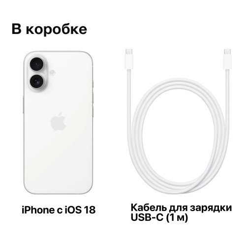 Смартфон Apple iPhone 16 128GB Dual nano SIM White (белый) 8