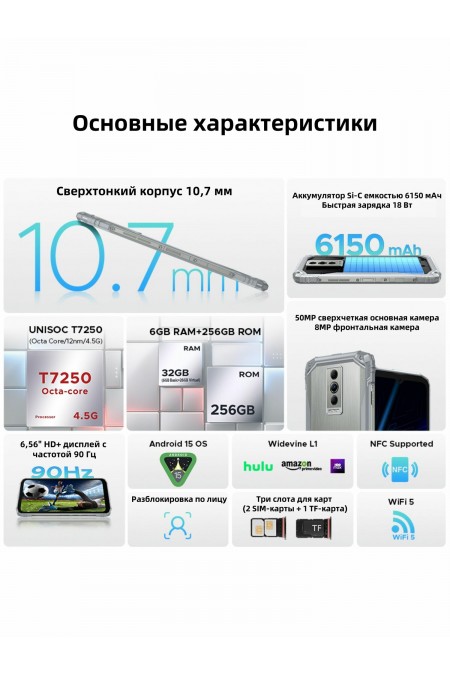 Смартфон DOOGEE Blade 10 Pro Energy 6/256GB Silver (серебристый) 1