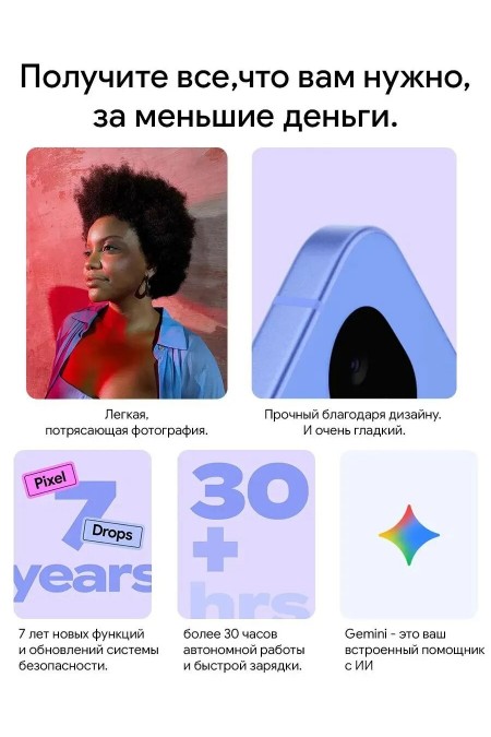 Смартфон Google Pixel 10a 5G 8/256GB Obsidian (обсидиан) 8