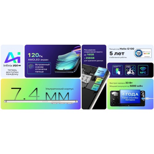 Смартфон Infinix Hot 50 Pro 8/128GB Sleek Black (черный) 2