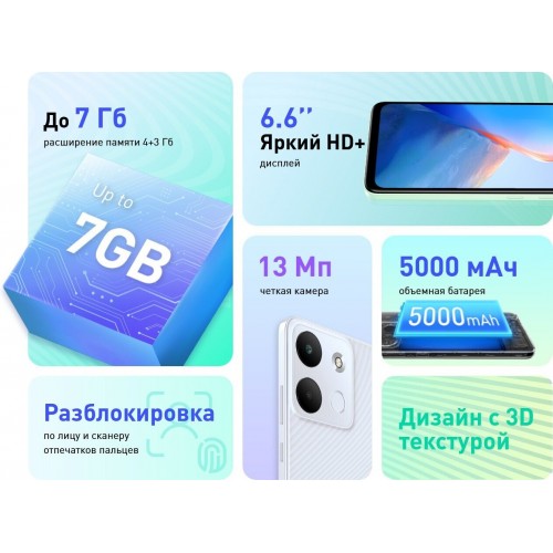 Смартфон Infinix Smart 7 3/64GB Black (черный) 6