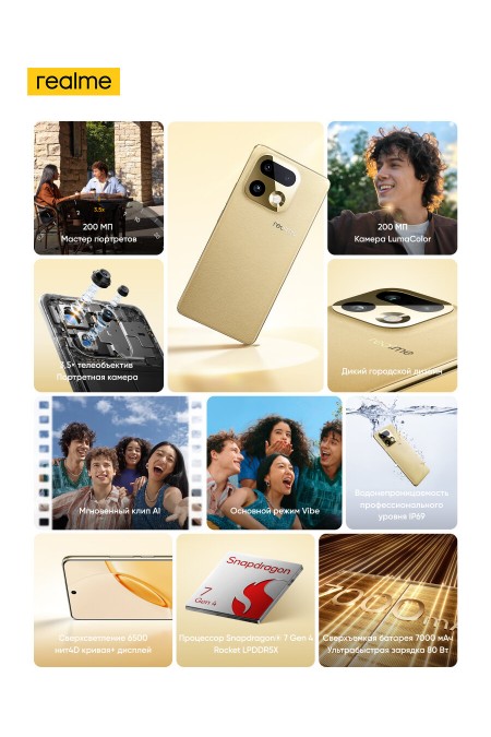 Смартфон realme 16 Pro+ 8/256GB Pebble Grey (серая галька) 1