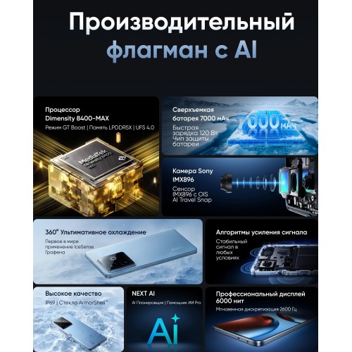 Смартфон realme GT 7T 5G 12/512GB Blue (синий) 8