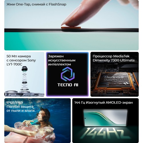 Смартфон TECNO Camon 40 Pro 5G 12/256GB Galaxy Black (черный) 5