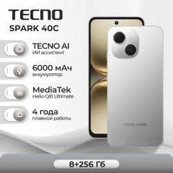 Смартфон TECNO Spark 40C 8/256GB Titanium Grey (серый титан)