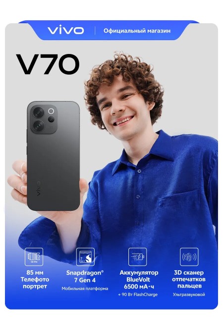 Смартфон vivo V70 8/256GB Black (черный) 
