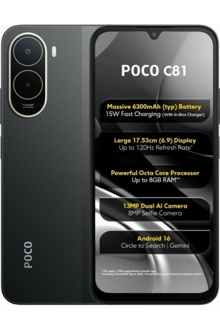Смартфон Xiaomi Poco C81 Pro 4/64GB (NFC) Black (черный) 