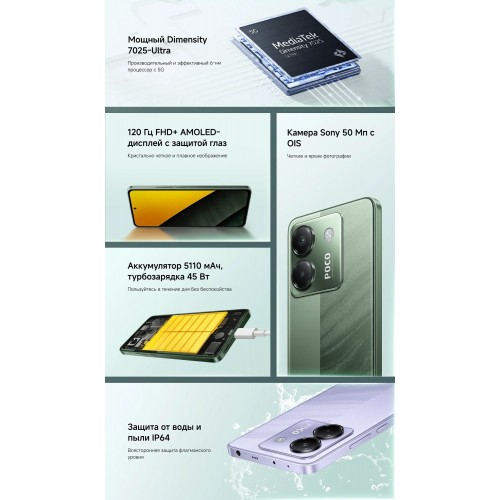 Смартфон Xiaomi POCO M7 Pro 5G 8/256GB (NFC) (RU/A) Purple (фиолетовый) 8