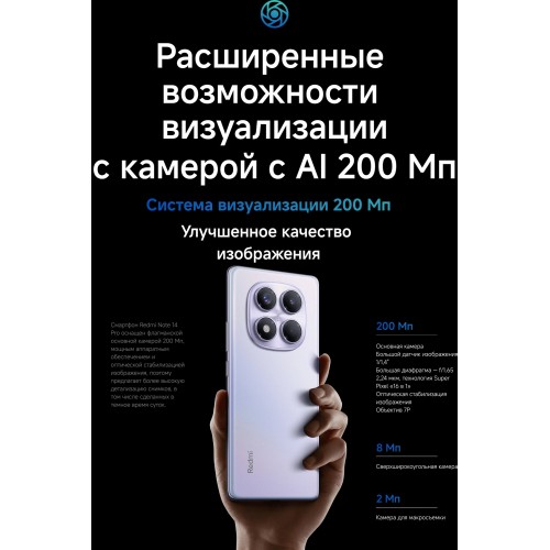Смартфон Xiaomi Redmi Note 14 Pro+ 5G 12/256GB (NFC) (RU/A) Aurora Purple (фиолетовое сияние) 9