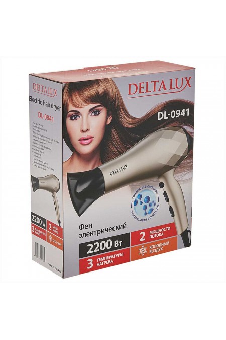 Фен DELTA LUX DL-0941 (черный/золотой) 5