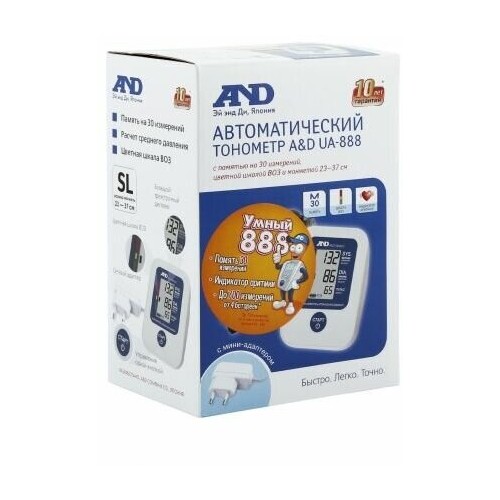 Тонометр AND UA-888AC c манжетой 23-37 см и сетевым адаптером (белый) 4