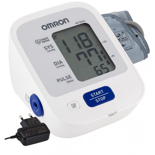 Тонометр Omron M2 Basic + адаптер (HEM 7121-ARU) (белый) 