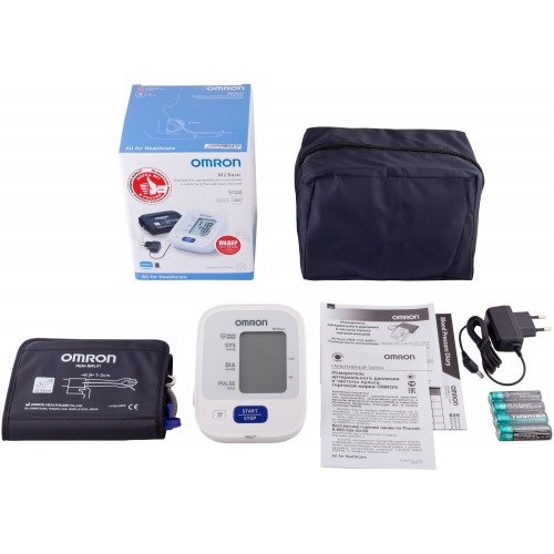 Тонометр Omron M2 Basic + адаптер + универсальная манжета (HEM-7121-ALRU) (белый) 1