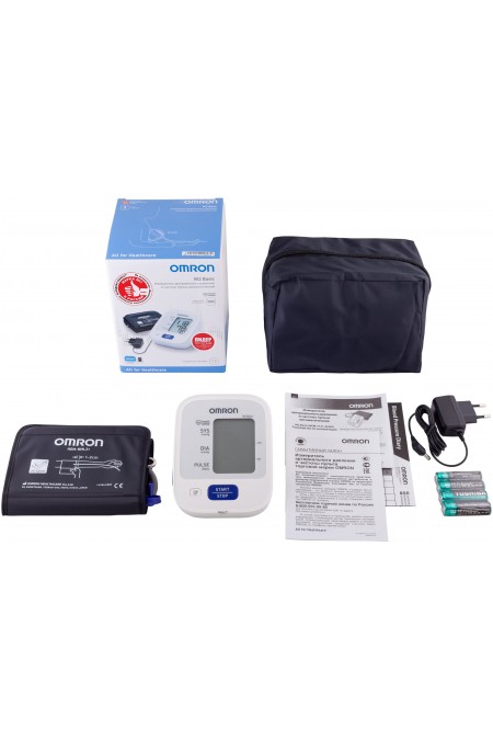 Тонометр Omron M2 Basic + адаптер + универсальная манжета (HEM-7121-ALRU) (белый) 2
