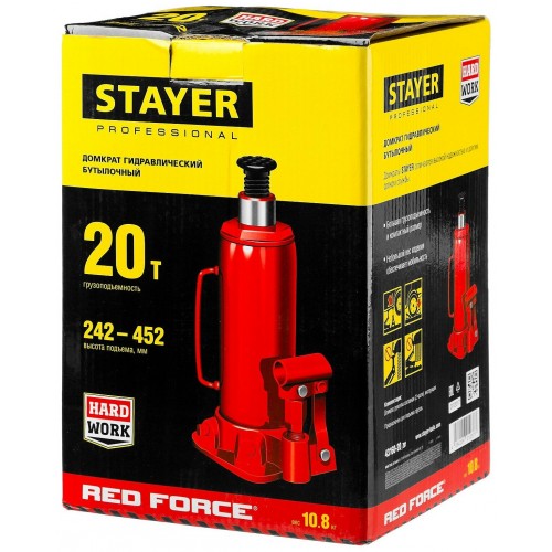 Домкрат гидравлический бутылочный STAYER Red Force 43160-20_z01 4