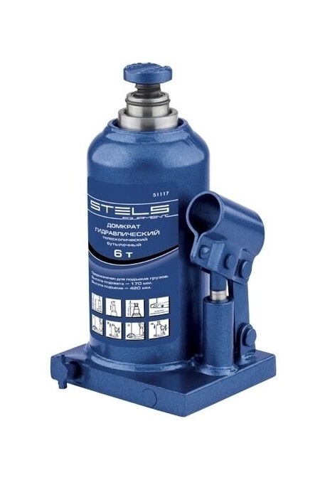 Домкрат гидравлический бутылочный Stels 51115 2т 4
