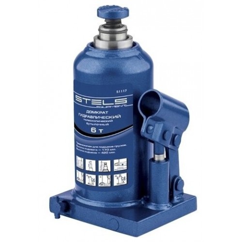 Домкрат гидравлический бутылочный Stels 51115 2т 4