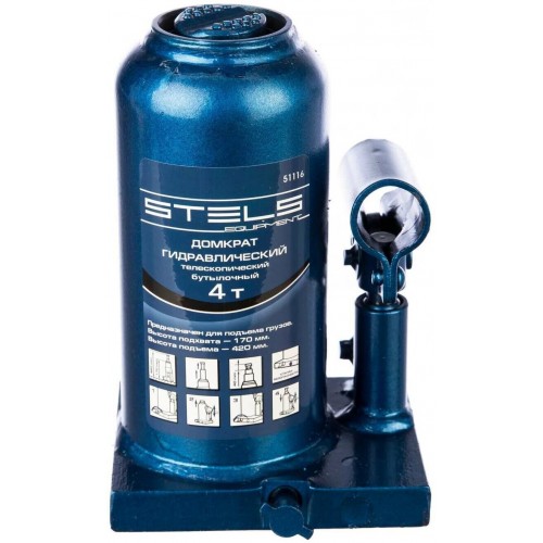 Домкрат гидравлический бутылочный Stels 51116 4 т 7