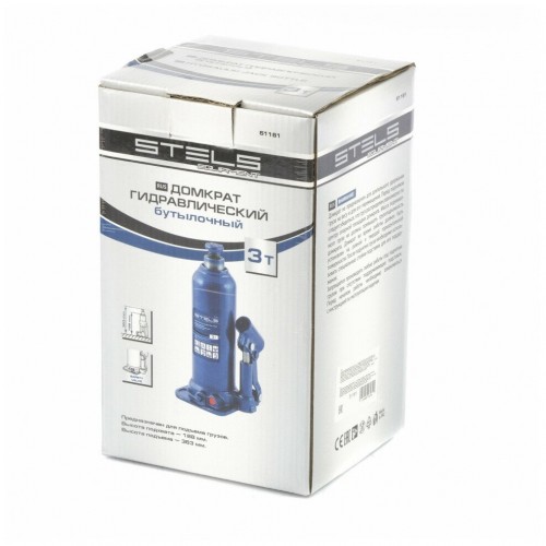Домкрат гидравлический бутылочный Stels 51161 3т 2