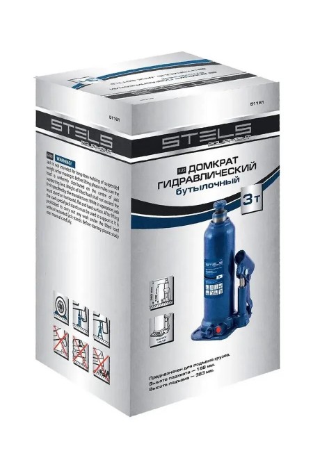 Домкрат гидравлический бутылочный Stels 51161 3т 1