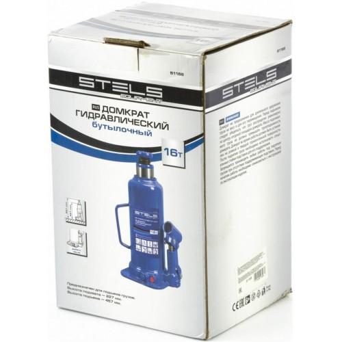 Домкрат гидравлический бутылочный Stels 51168 16т 3