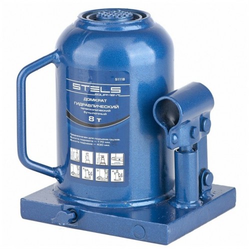 Домкрат гидравлический бутылочный телескопический Stels 51118 8т 
