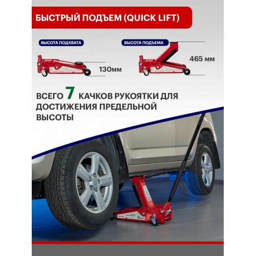 Домкрат гидравлический подкатной Rexant 80-0608 3т 1