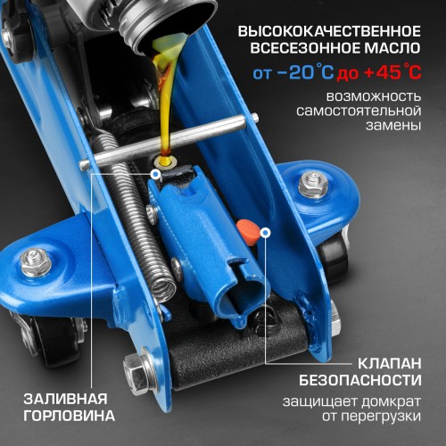 Домкрат гидравлический подкатной Stels 51128 2 т h подъема 140-340 мм в кейсе 5