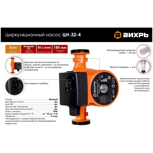 Насос поверхностный Вихрь ЦН-32-4 (68/7/3) 2