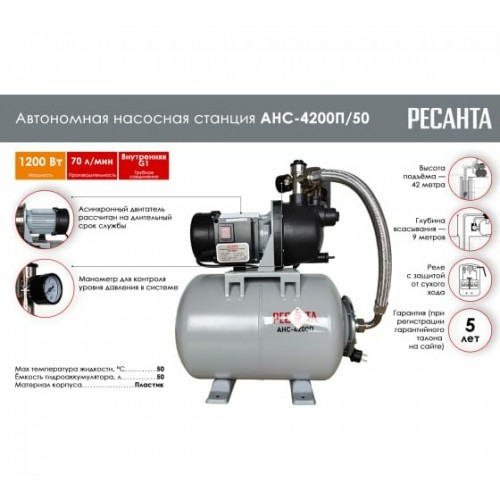 Насосная станция Ресанта АНС-4200П/50 (77/1/7) 1