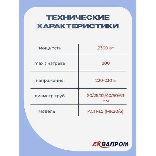 Аппарат для сварки пластиковых труб АКВАПРОМ MK20/6 (00-00016317) 4