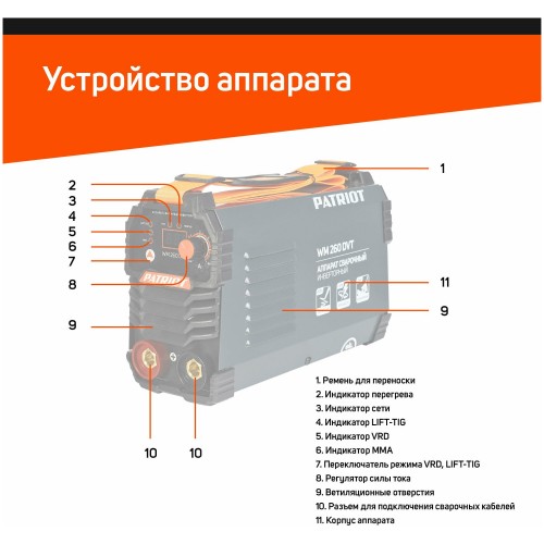 Сварочный аппарат Patriot WM260DVT MMA/TL/vrd (605302026) 2