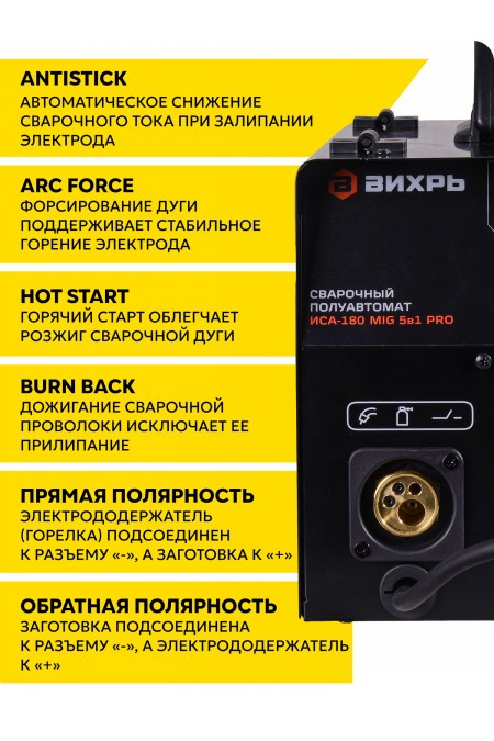 Сварочный аппарат ВИХРЬ ИСА-180 MIG 5в1 PRO (65/184) 3