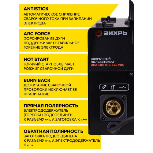 Сварочный аппарат ВИХРЬ ИСА-180 MIG 5в1 PRO (65/184) 9