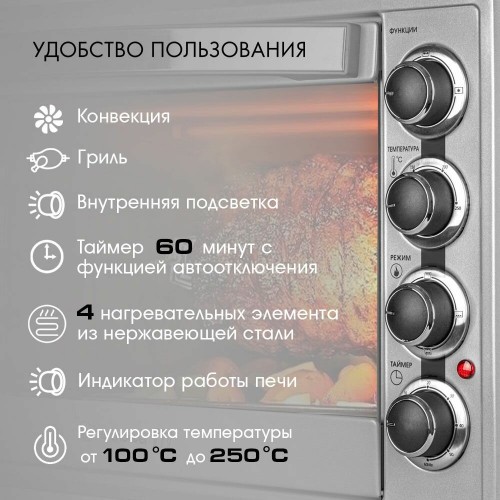 Мини-печь Endever Danko 4047 (серебристый) 2