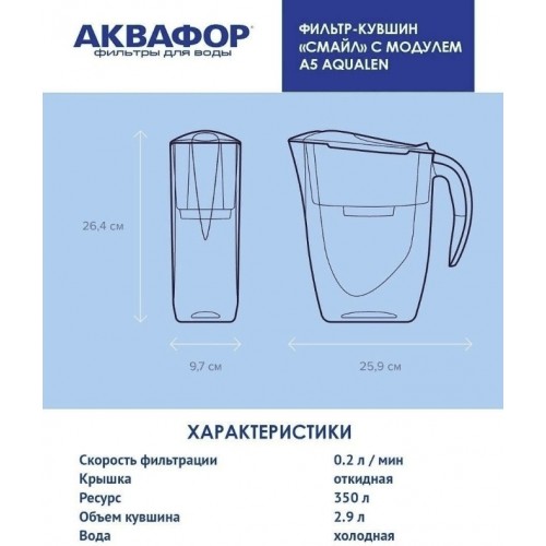 Фильтр кувшин Аквафор Смайл 2.9 л (Р152А5F) (цикламен) 2