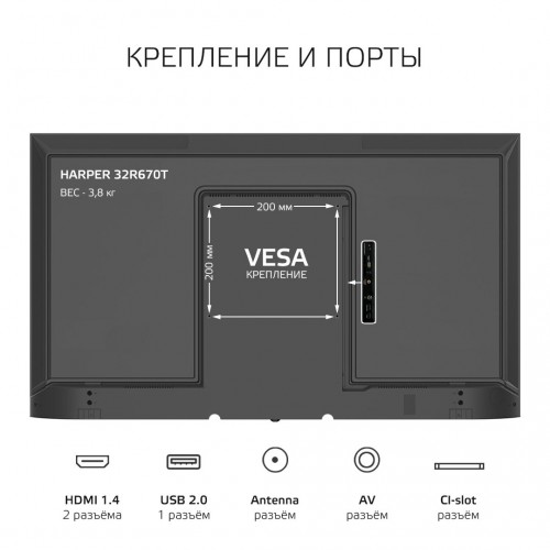 Телевизор HARPER 32R670T (черный) 3