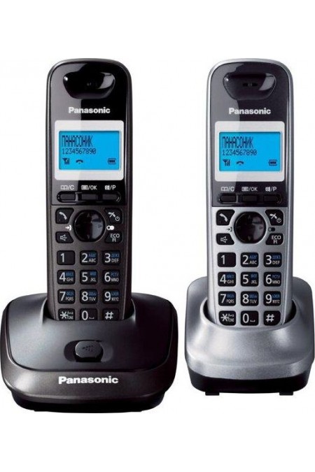 Радиотелефон Panasonic KX-TG2512RU2 (темно-серый металлик/серый металлик) 