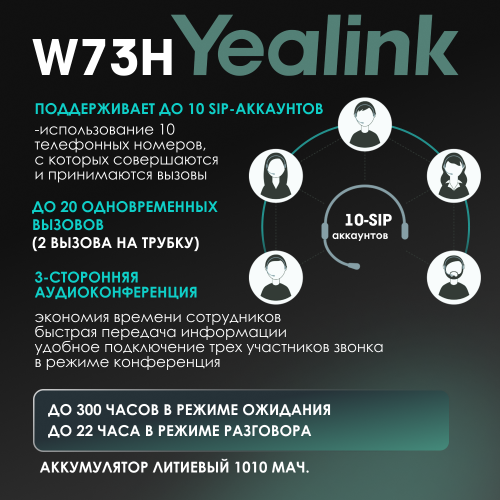 Дополнительная трубка Yealink W73H (черный) 4