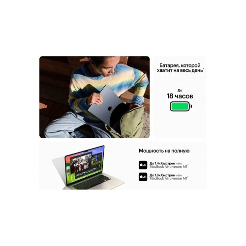 Ноутбук Apple MacBook Air 15 2024 Apple M3, (8c CPU, 10c GPU) 16GB, SSD 512GB (MXD23) (серебристый) 6