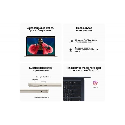 Ноутбук Apple MacBook Air 15 2024 Apple M3, (8c CPU, 10c GPU) 16GB, SSD 512GB (MXD23) (серебристый) 9
