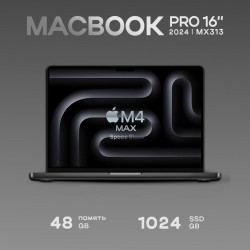 Ноутбук Apple MacBook Pro 16 2024 Apple M4 Max, 49152 Mb, 16.2 3456x2234, 1000 Gb SSD, Mac OS (MX313) (черный)