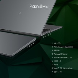 Ноутбук Digma Pro Fortis M 15.6 i3-1215U 8Gb/256Gb UHDGr Windows 11 Professional (DN15P3-8CXW04) (серый)