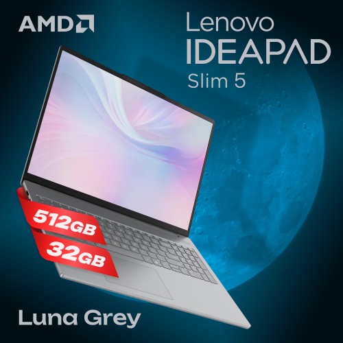 Ноутбук Lenovo IdeaPad Slim 5 16ARP10 AMD Ryzen 7 7735HS, 3.2 GHz - 4.75 GHz, 16384 Mb, 16 WUXGA 1920x1200, 512 Gb SSD, AMD Radeon 680M, No OS (83HU0007RK) (серый) 