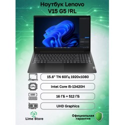 Ноутбук Lenovo V15 G5 IRL Intel Core i5 13420H, 2.1 GHz - 4.6 GHz, 16384 Mb, 15.6&quot Full HD 1920x1080, 512 Gb SSD, Intel UHD Graphics, No OS (83GW0066PB) (черный)
