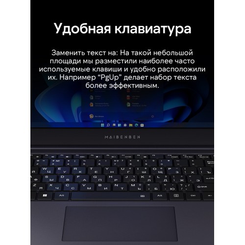 Ноутбук MAIBENBEN 14 Intel N100, 0.8 GHz - 3.4 GHz, 8192 Mb, 14 Full HD 1920x1080, 256 Gb SSD, Intel UHD Graphics, Windows 11 Home (S14A-iN10UMA1SHURE0) (синий) 5